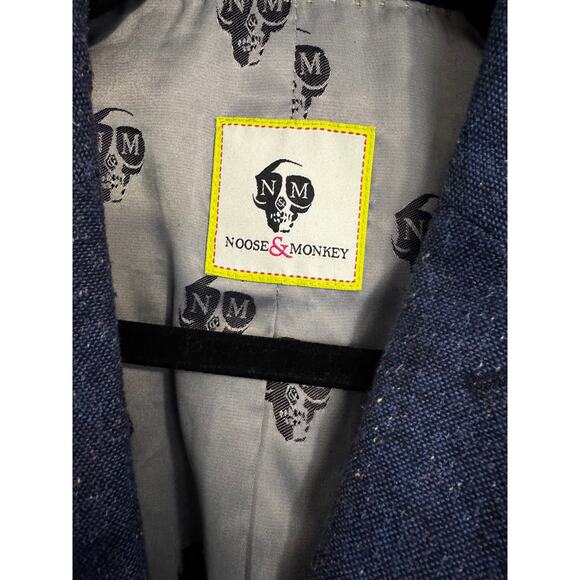 NOOSE & MONKEY Men’s Blazer Size 40R Wool Blend Navy Speckled - Picture 4 of 5